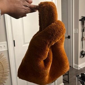 Cozy Faux Fur Tan Handbag